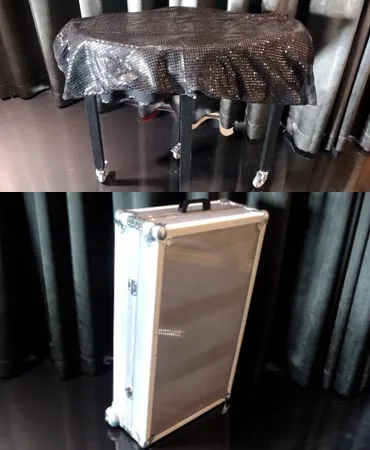 La table de la Spontus 360 et son flight-case en aluminium